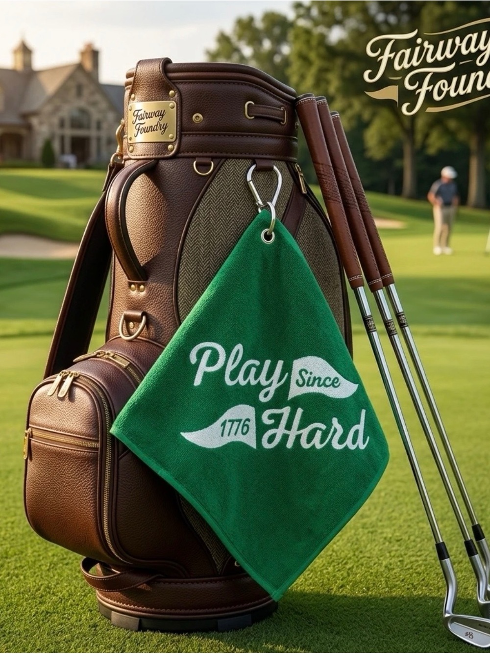 Fairway Foundry Green 'Play Hard' Towel Cotton